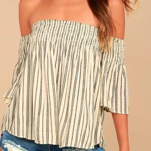 Billabong striped off the shoulder top